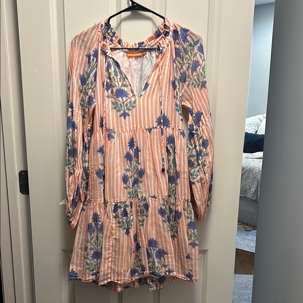 Oliphant coral and Blue Striped Dress